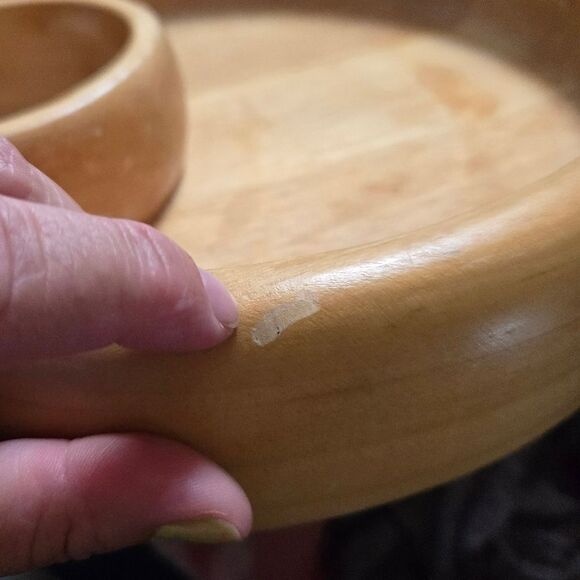 Large Wooden Chips And Dip Bowl - Picture 5 of 5